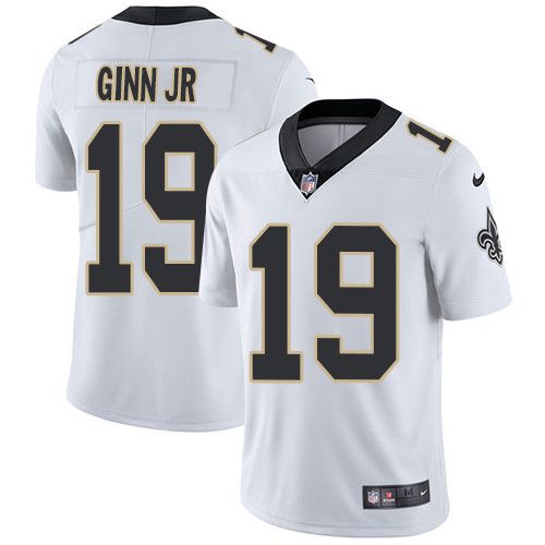 Men New Orleans Saints 19 Ted Ginn jr Nike White Vapor Limited NFL Jersey